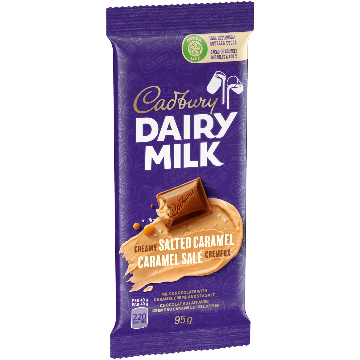 Cadbury Dairy Milk Creamy Salted Caramel Chocolate Bar 95g/3oz (Shipped from Canada)