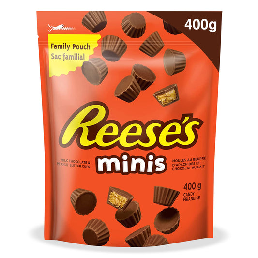 Reese's Chocolate Candy Peanut Butter Cups Minis Family Pouch, 400g/14.1oz (Shipped from Canada)