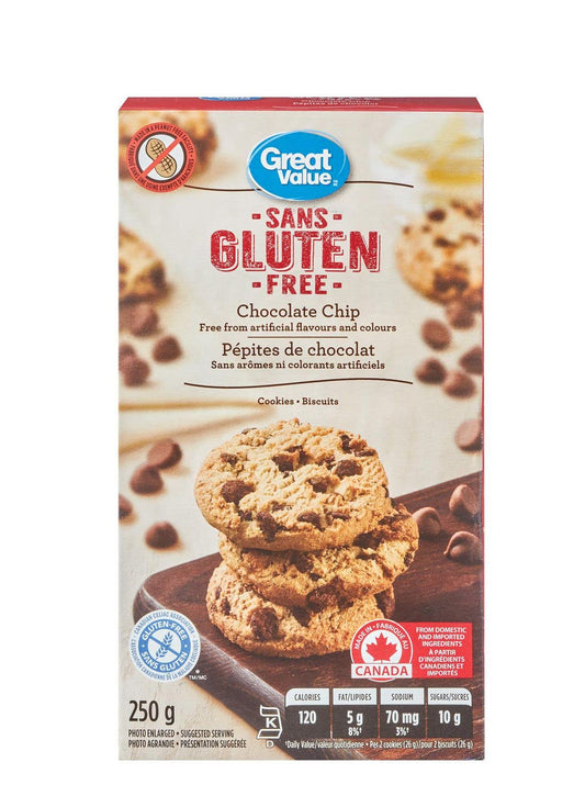 Great Value Gluten Free Chocolate Chip Cookies 250g/8.8oz (Shipped from Canada)