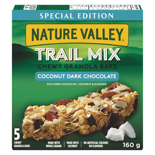 Nature Valley Trail Mix Coconut Dark Chocolate, Chewy Granola Bars, 175g/6.1oz (Shipped from Canada)