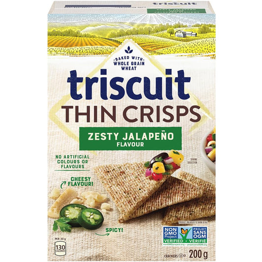 Triscuit Thin Crisps Zesty Jalapeno Crackers 200g/7oz (Shipped from Canada)