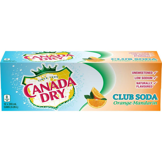 Canada Dry Orange Mandarin Club Soda Cans 355ml/12oz (Shipped from Canada)