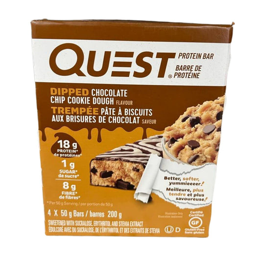 Quest Nutrition Dipped Chocolate Chip Cookie Dough Protein Bars 50g/1.7oz (Shipped from Canada)