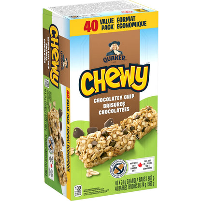 Quaker Chewy Chocolate Chip Granola Bars 40 Bars Value Pack, 960g/33.9oz (Shipped from Canada)