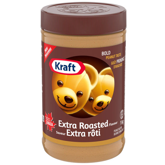 Kraft Extra Roasted Peanut Butter Canadian Ingredients, 1kg/2.2lbs (Shipped from Canada)