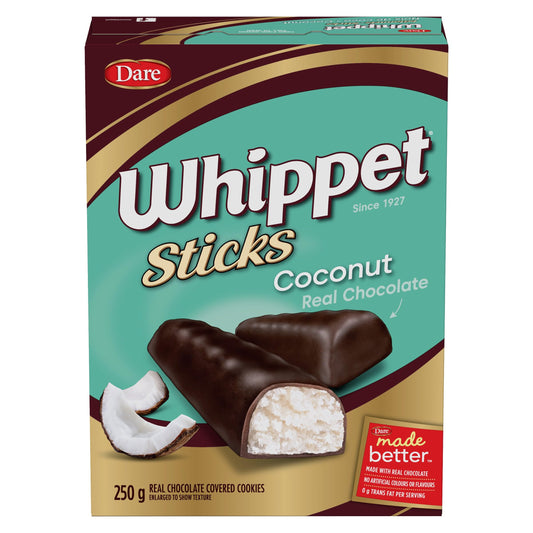 Dare Whippet Sticks Chocolate covered Coconut Sticks 250g/8.8oz (Shipped from Canada)
