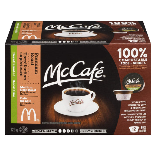 McCafe Premium Roast Decaffeinated Coffee Single Serve Pods 12ct Shipped from Canada)