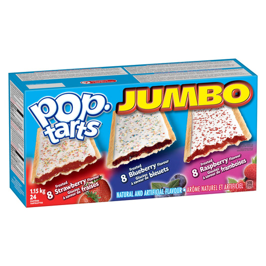 Pop Tarts Variety Pack Jumbo 24-Count Raspberry, Blueberry and Strawberry, 1.2kg (Shipped from Canada)