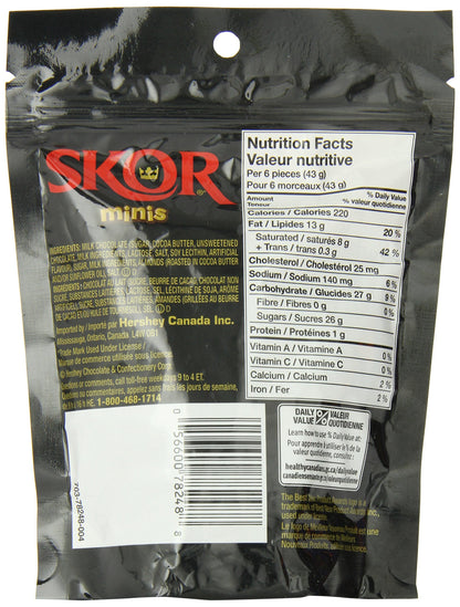 SKOR Chocolate Candy Bars with Buttered Toffee Minis 191g/6.73oz (Shipped from Canada)