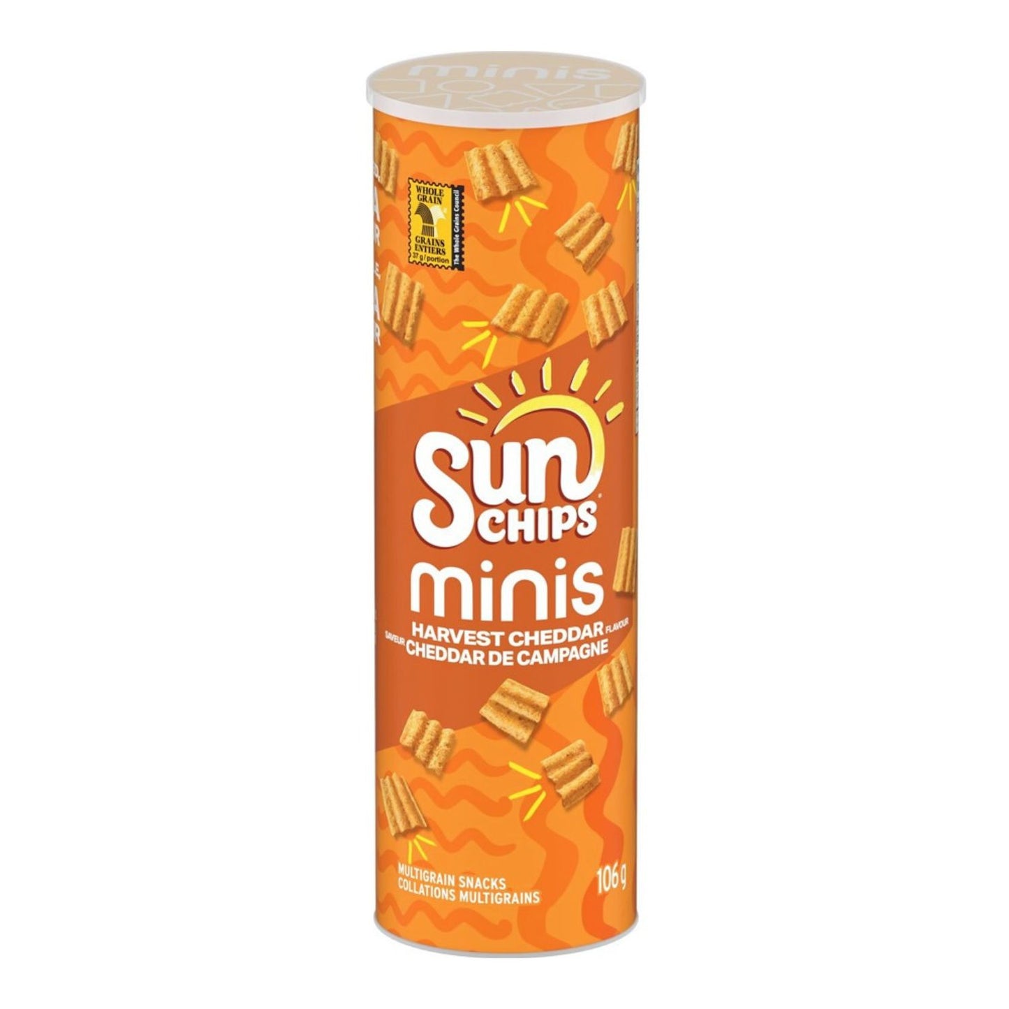 Sun chips Minis Harvest Cheddar Flavour Multigrain Snacks, Canister, Source of Fiber, 106g/3.7 oz (Shipped from Canada)