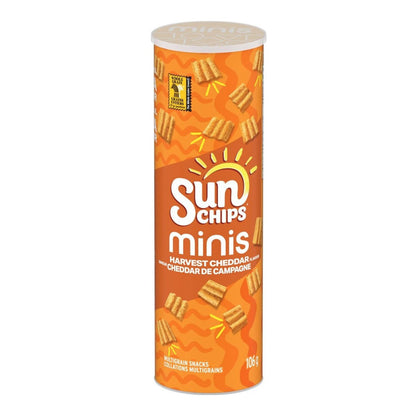 Sun chips Minis Harvest Cheddar Flavour Multigrain Snacks, Canister, Source of Fiber, 106g/3.7 oz (Shipped from Canada)