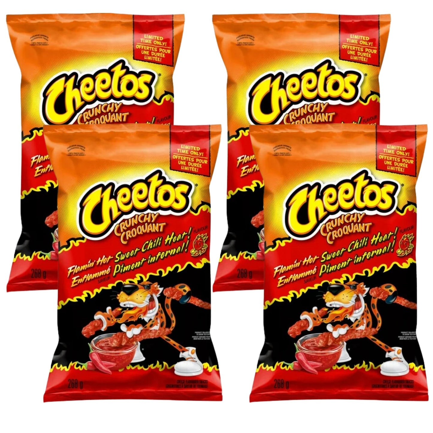 Cheetos Crunchy Flamin' Hot Sweet Chili Heat! Cheese Flavoured Snacks, 268g/9.5oz (Shipped from Canada)