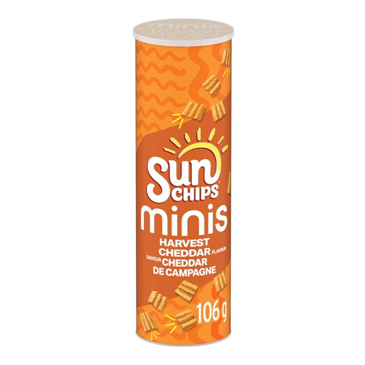 Sun chips Minis Harvest Cheddar Flavour Multigrain Snacks, Canister, Source of Fiber, 106g/3.7 oz (Shipped from Canada)