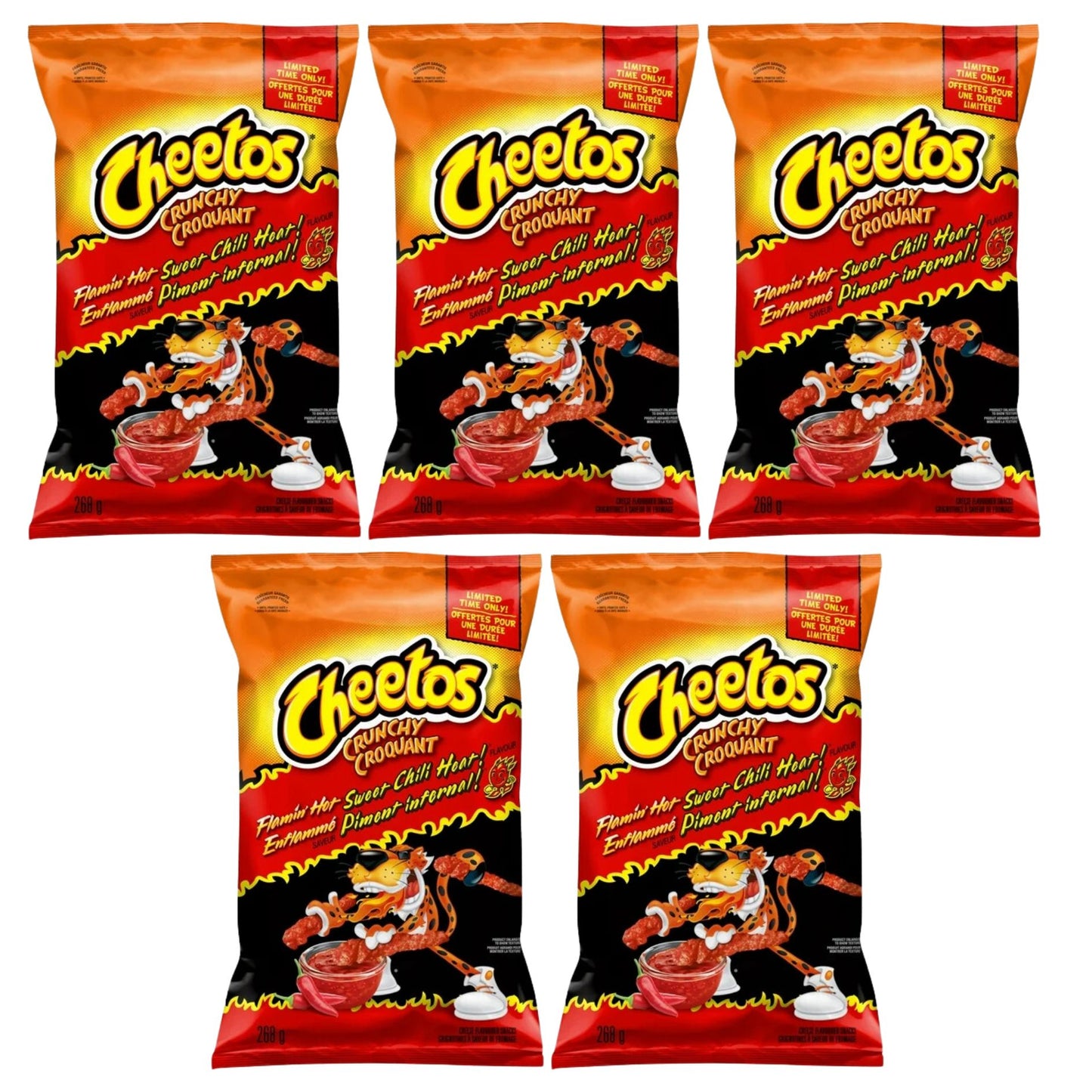 Cheetos Crunchy Flamin' Hot Sweet Chili Heat! Cheese Flavoured Snacks, 268g/9.5oz (Shipped from Canada)