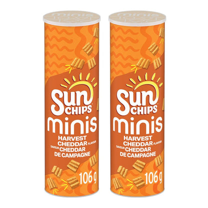 Sun chips Minis Harvest Cheddar Flavour Multigrain Snacks, Canister, Source of Fiber, 106g/3.7 oz (Shipped from Canada)