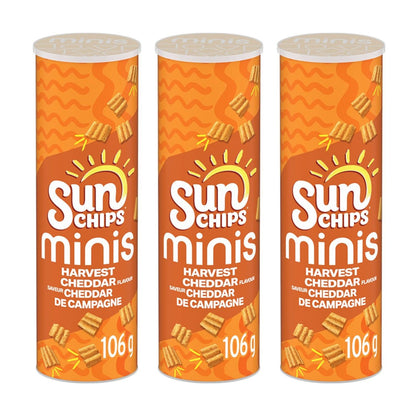 Sun chips Minis Harvest Cheddar Flavour Multigrain Snacks, Canister, Source of Fiber, 106g/3.7 oz (Shipped from Canada)