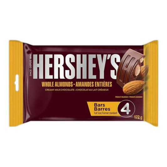 Hershey Creamy Milk Chocolate with Whole Almonds, 4 x 43g/1.5 oz (Includes Ice Pack) Shipped from Canada