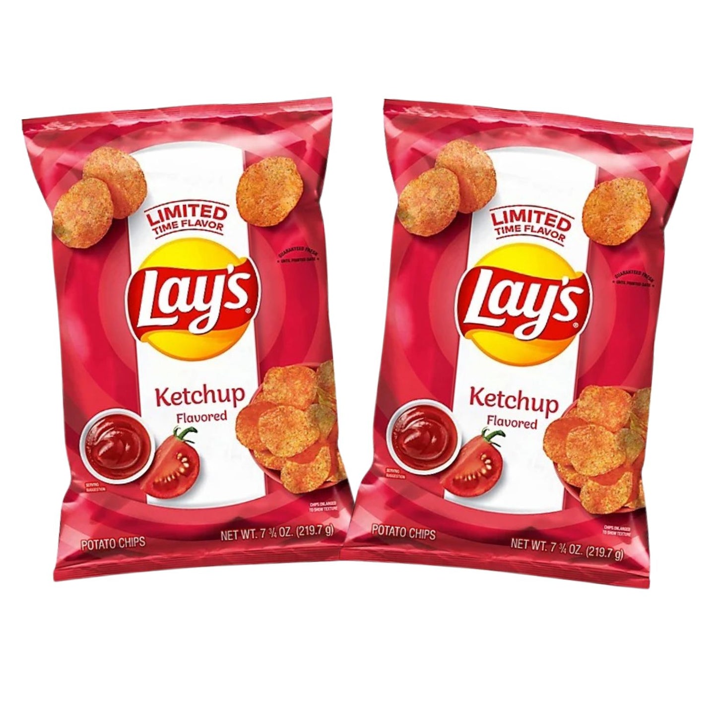 Lays Ketchup Potato Chips Family Bag, Canadian Chips; For Sharing - Limited Edition, 219.7g / 7.7oz (Shipped from Canada)