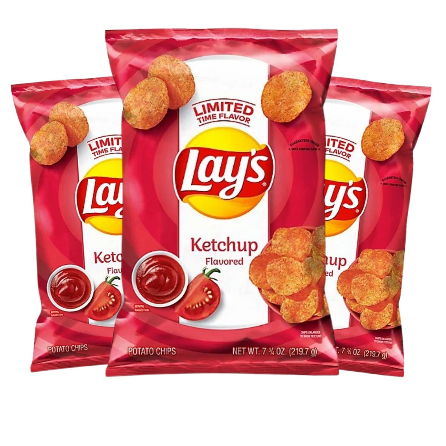 Lays Ketchup Potato Chips Family Bag, Canadian Chips; For Sharing - Limited Edition, 219.7g / 7.7oz (Shipped from Canada)