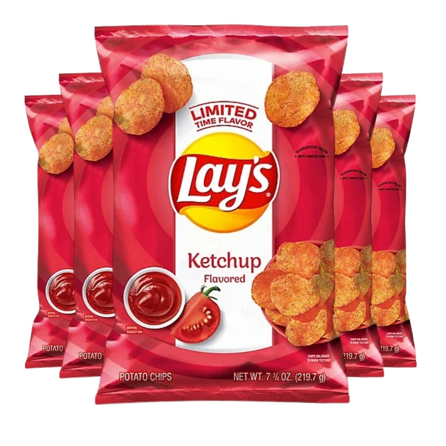 Lays Ketchup Potato Chips Family Bag, Canadian Chips; For Sharing - Limited Edition, 219.7g / 7.7oz (Shipped from Canada)