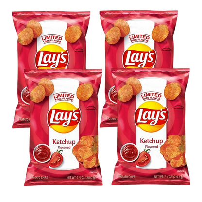 Lays Ketchup Potato Chips Family Bag, Canadian Chips; For Sharing - Limited Edition, 219.7g / 7.7oz (Shipped from Canada)