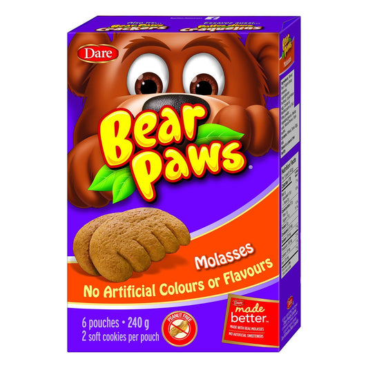 Dare Bear Paws Molasses Soft Cookies, 240g/9.52oz (Shipped from Canada)