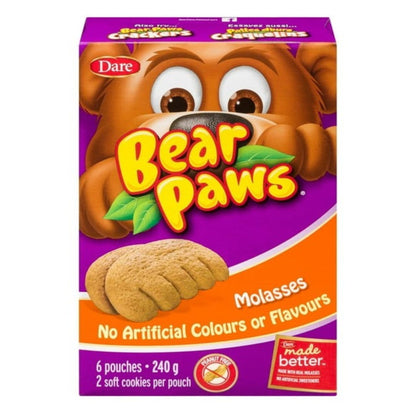 Dare Bear Paws Molasses Soft Cookies, 240g/9.52oz (Shipped from Canada)