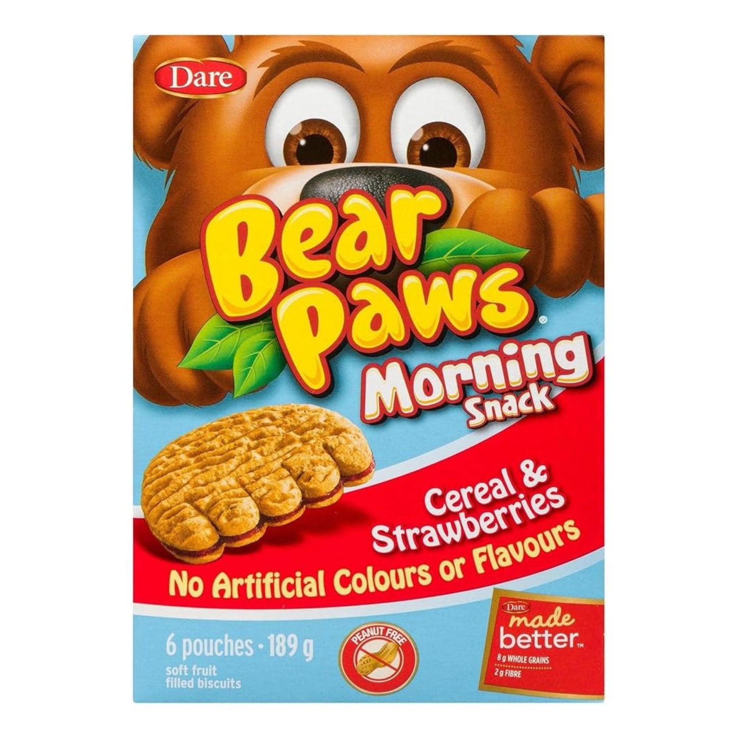 Dare Bear Paws Morning Snack Cereal & Strawberry Filled Soft Cookies, 189g/6.67oz (Shipped from Canada)