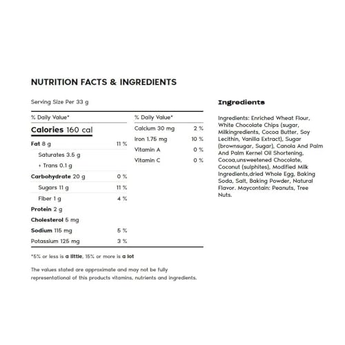 PC The Reverse Decadent with White Chocolate Nutrition Facts