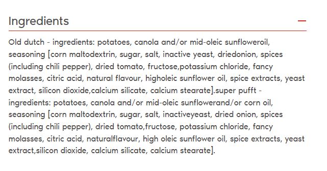 Presidents Choice Loads of Barbecue Chips Ingredients