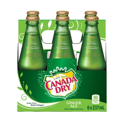 Canada Dry Ginger Ale, 100% Natural Flavours, Made from Real Ginger, 6 Bottles x 237 mL/8 fl. oz (Shipped from Canada)