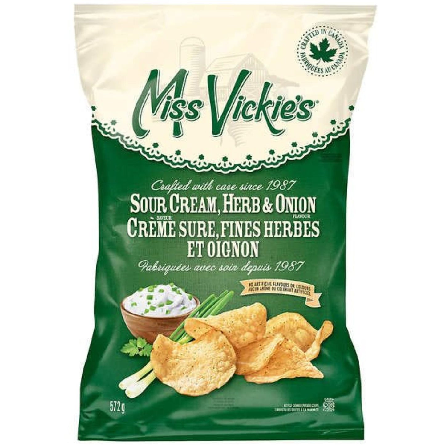 Miss Vickie's Sour Cream Herb and Onion Kettle Cooked Potato Chips, 572g/1.3 lbs (Shipped from Canada)