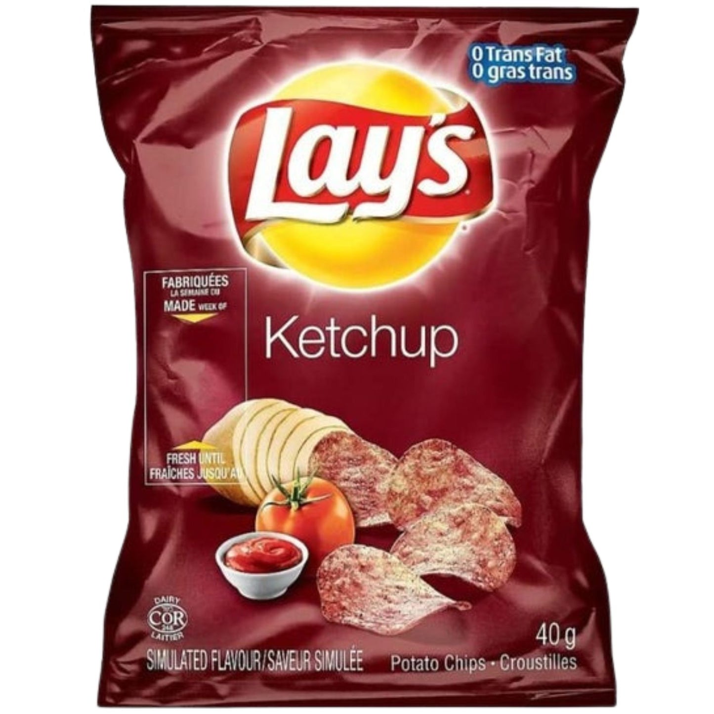 Lays Ketchup Potato Chips Snack Bag, 40g/1.4oz (Shipped from Canada)