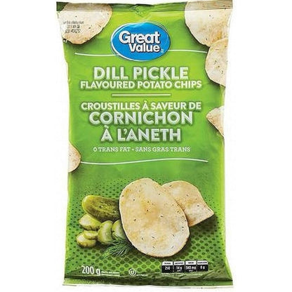 Great Value Dill Pickle Potato Chips 200g/7.05oz (Shipped from Canada)