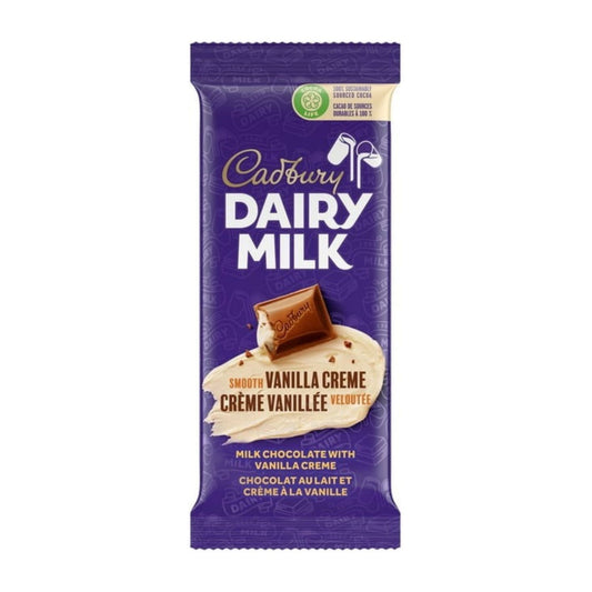 Cadbury Dairy Milk Smooth Vanilla Creme Chocolate Bar, Milk Chocolate With Vanilla Creme, 95 g/3.3 oz (Includes Ice Pack) Shipped from Canada