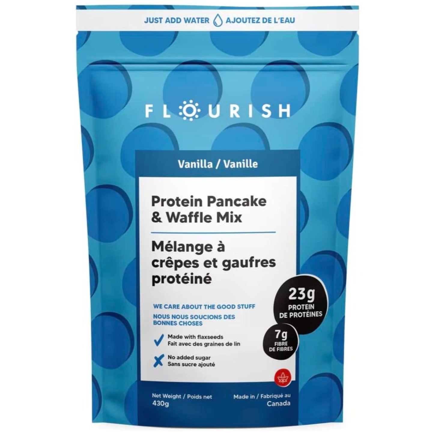 Flourish Vanilla Whey Protein Pancake Mix 430g/15.1oz (Shipped from Canada)