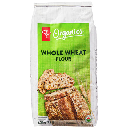 Organic President's Choice Whole Wheat Flour, 2.5kg/5.5lbs (Shipped from Canada)