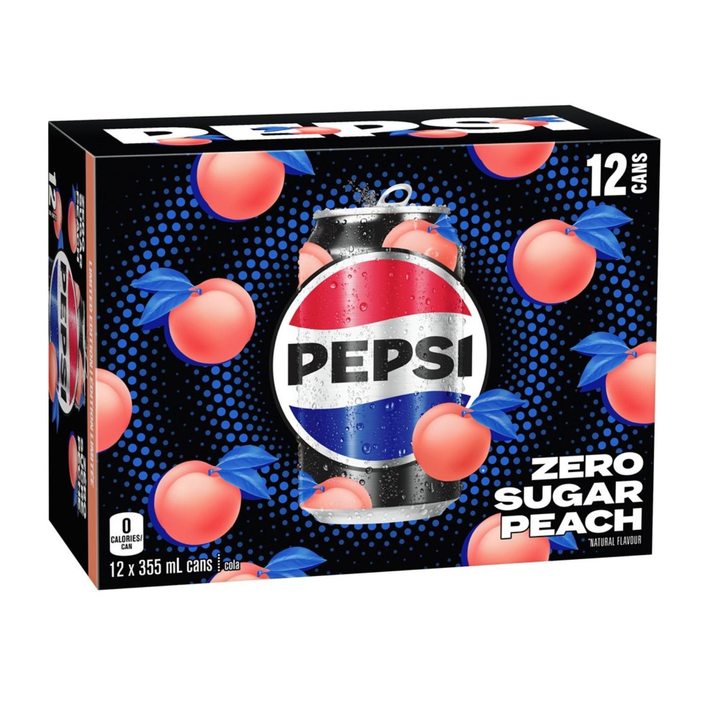 Pepsi Zero Sugar Peach - Limited Edition, Cans, 12 x 355ml/12 fl. oz (Shipped from Canada)