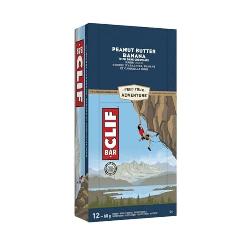 Clif bar Peanut Butter Banana with Dark Chocolate Energy Bars, Non-GMO, 12 x 68g/2.4 oz (Shipped from Canada)