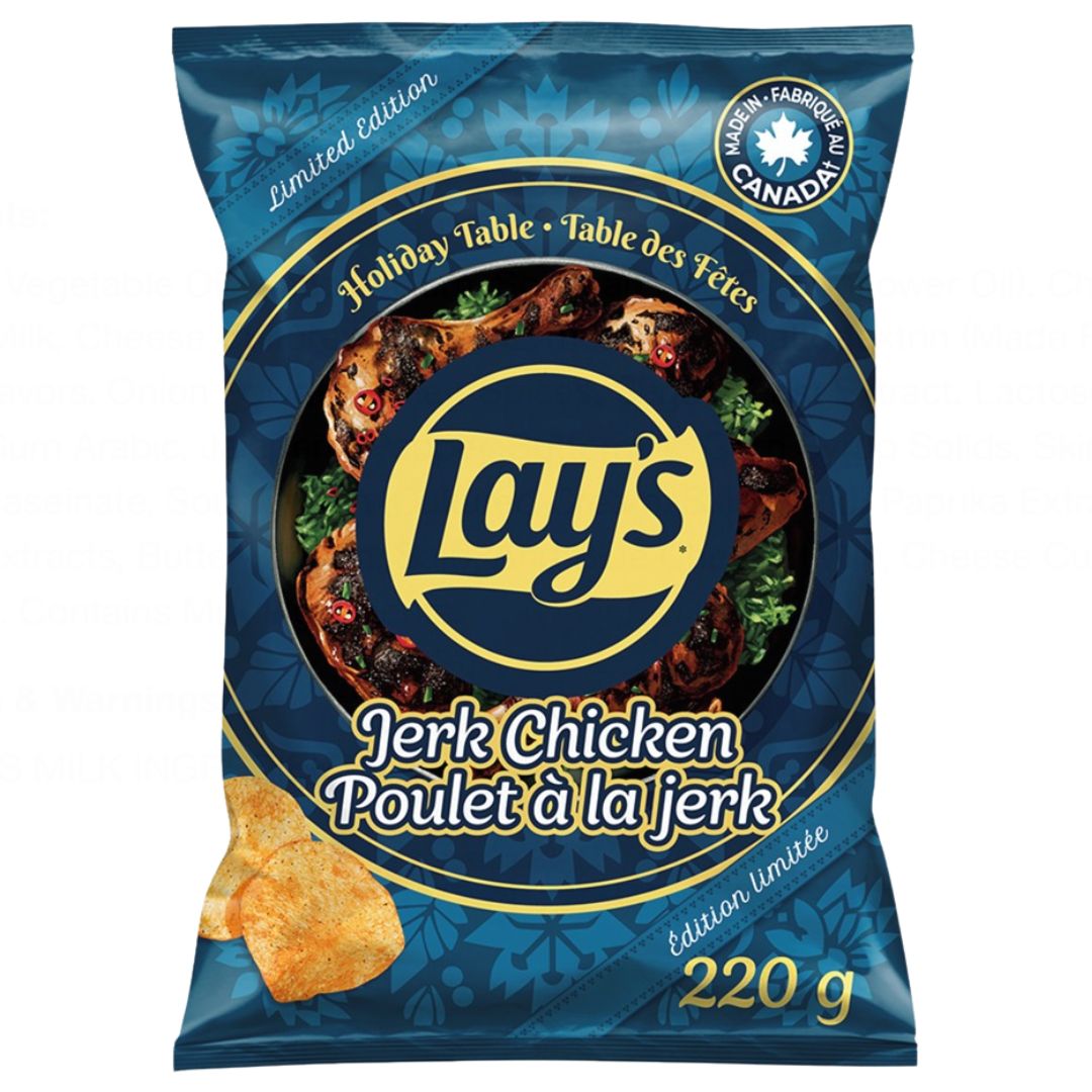 Lay's Jerk Chicken Holiday Table Flavoured Potato Chips, 220 g/7.8 oz (Shipped from Canada)