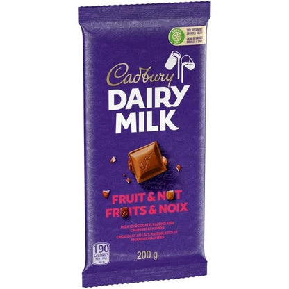 Cadbury Dairy Milk Fruit & Nut Chocolate Bars, 200g/7.05oz (Includes Ice Pack) (Shipped from Canada)