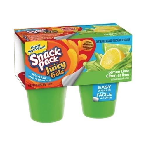 Snack Pack Juicy Gels Reduced Sugar Lemon Lime Fruit Juice Cups, 4 Cups, 396g/14 oz (Shipped from Canada)