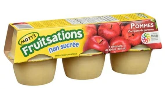 Mott’s Fruitsations Unsweetened Apple Sauce, 6 x 104ml/3.5 fl. oz. (Shipped from Canada)