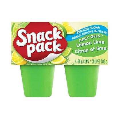 Snack Pack Juicy Gels Reduced Sugar Lemon Lime Fruit Juice Cups, 4 Cups, 396g/14 oz (Shipped from Canada)