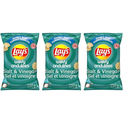 Lays Wavy Salt and Vinegar Potato Chips pack of 3