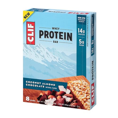 Clif Whey Protein Coconut Chocolate Almond, Non-GMO, Natural Flavor, 8 x 56g/2 oz (Shipped from Canada)