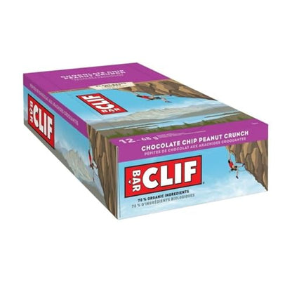 Clif Bar Chocolate Chip Peanut Crunch Energy Bars, Non-GMO, Plant Based Food, 12 x 68g/2.4 oz (Shipped from Canada)