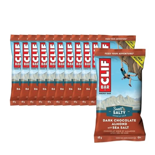 Clif Bar Sweet & Salty Dark Chocolate Almond with Sea Salt Energy Bars, Non-GMO, Plant Based Food, 12 Bars x 68g/2.4 oz (Shipped from Canada)