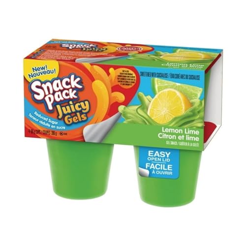 Snack Pack Juicy Gels Reduced Sugar Lemon Lime Fruit Juice Cups, 4 Cups, 396g/14 oz (Shipped from Canada)