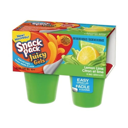 Snack Pack Juicy Gels Reduced Sugar Lemon Lime Fruit Juice Cups, 4 Cups, 396g/14 oz (Shipped from Canada)